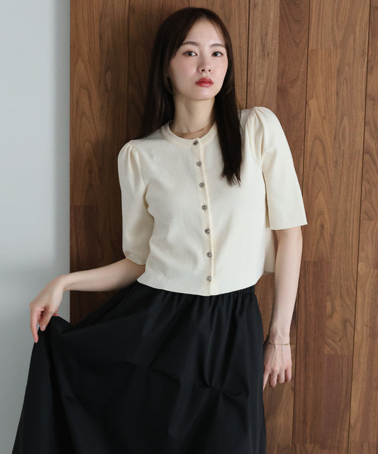 【早割5％OFF】ニュアンスボタンコンパクトカーディガン