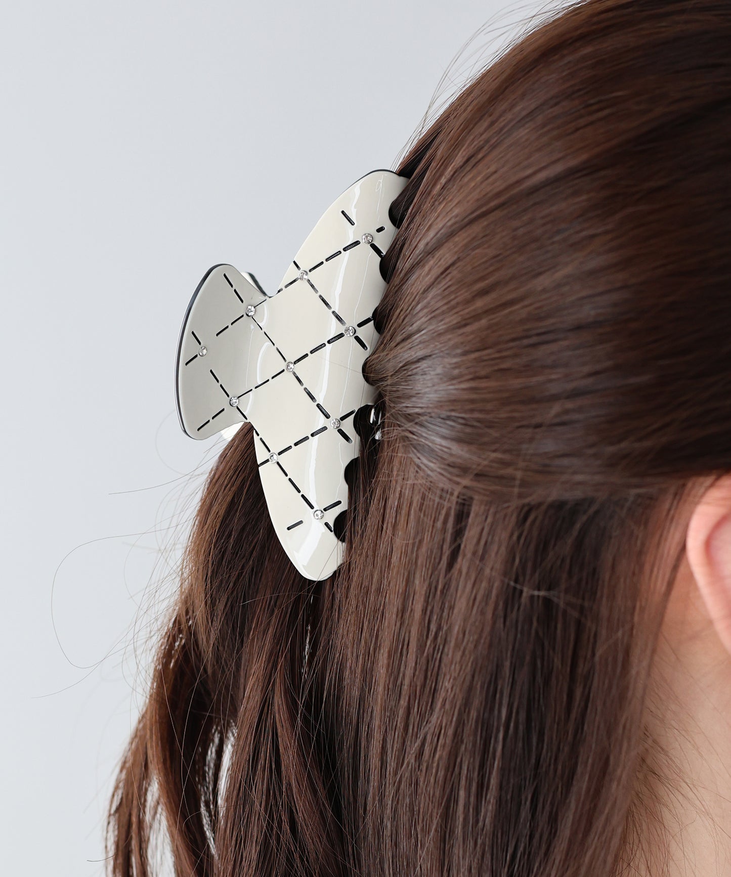 【早割5％OFF】ビジュー付きキルティングバンスクリップ