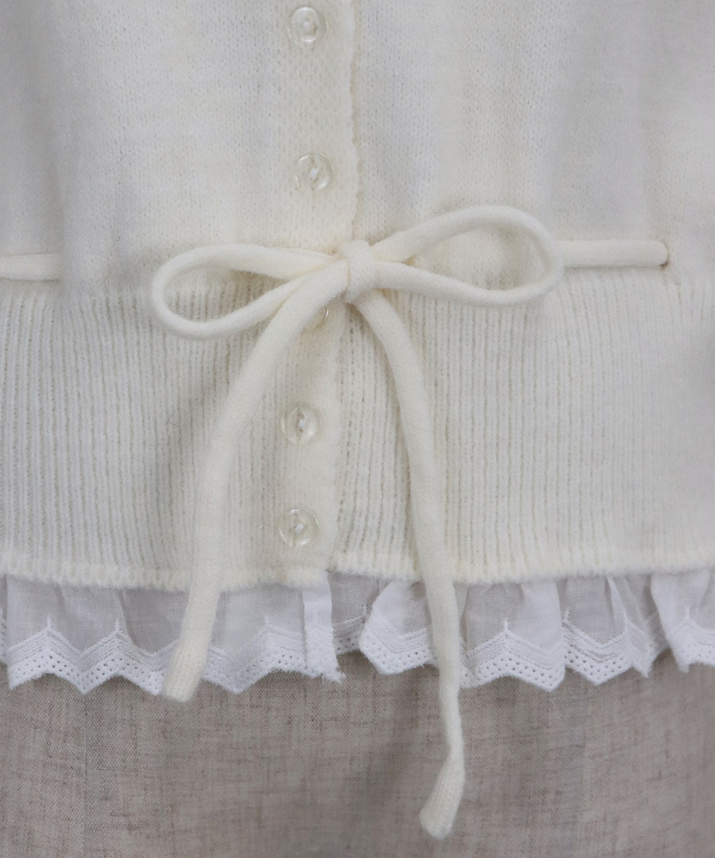 レースドッキングニットカーディガン