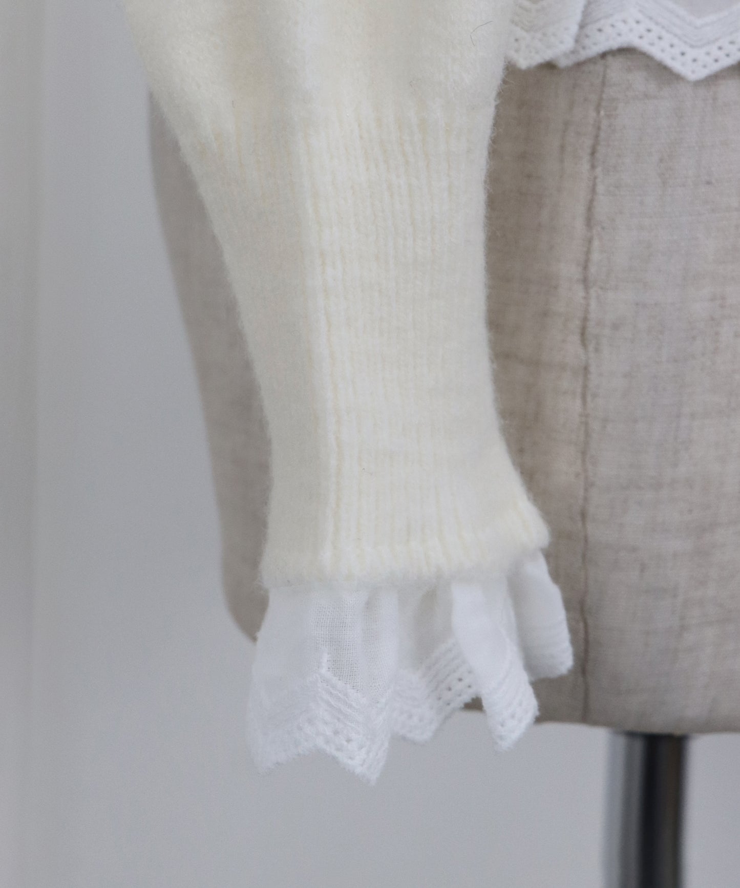 レースドッキングニットカーディガン