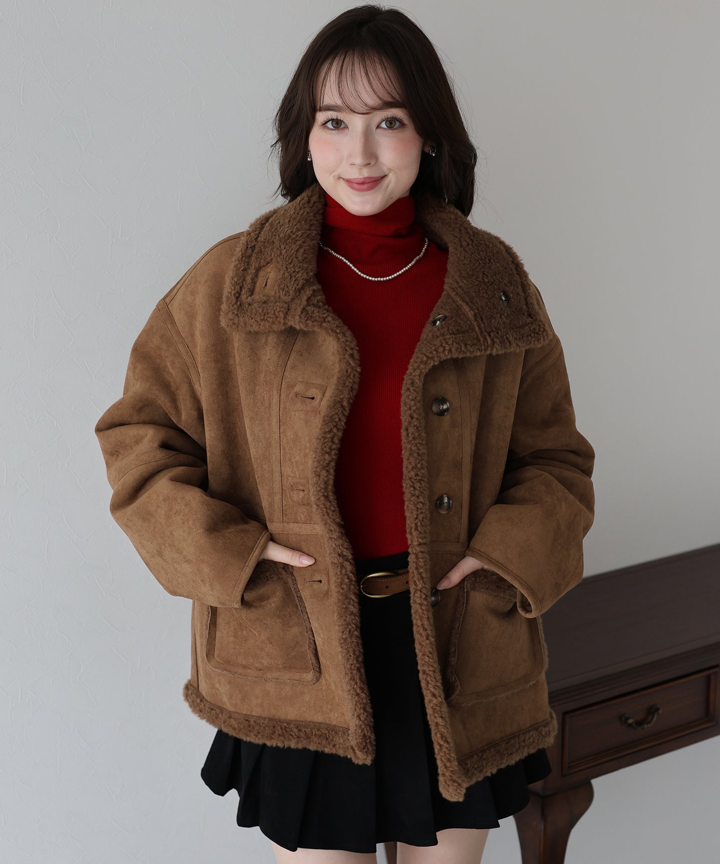 【早割5％OFF】リバーシブルボアムートンコート