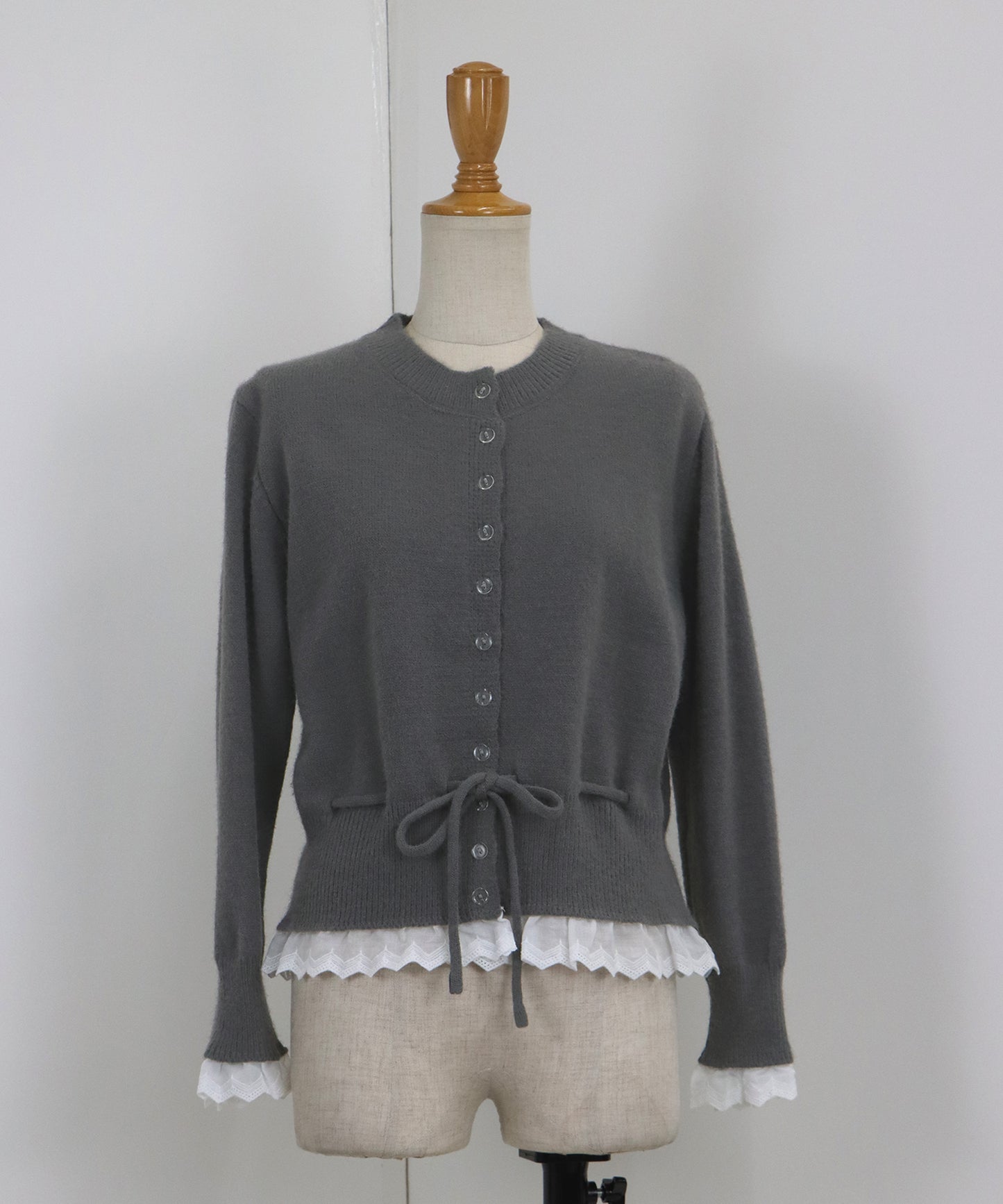 レースドッキングニットカーディガン