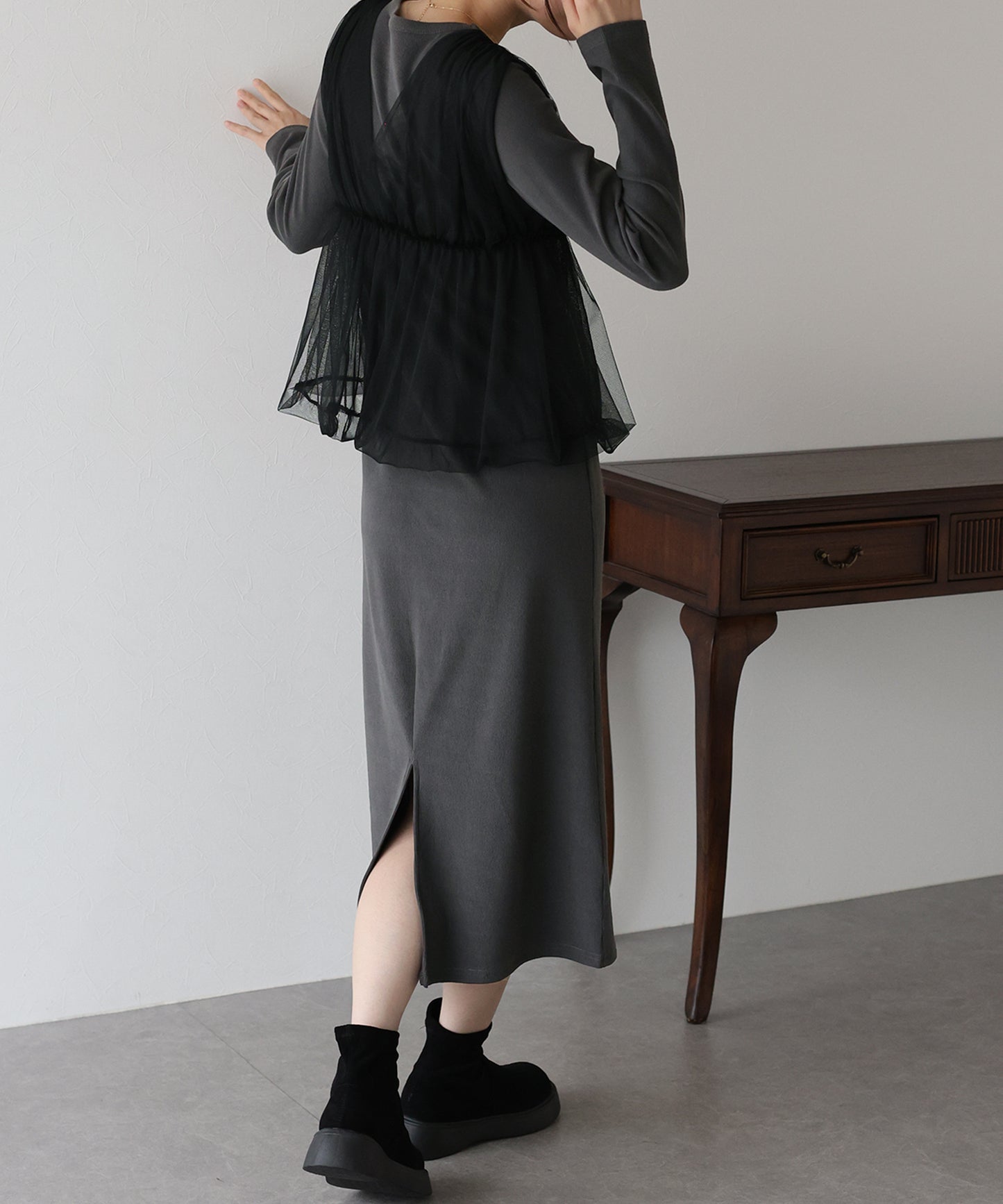 チュールバルーンドッキングワンピース