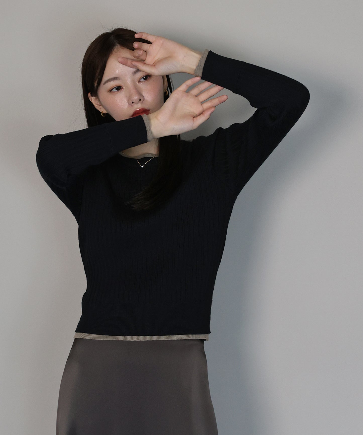 レイヤードランダムリブニット[ J by blue ]