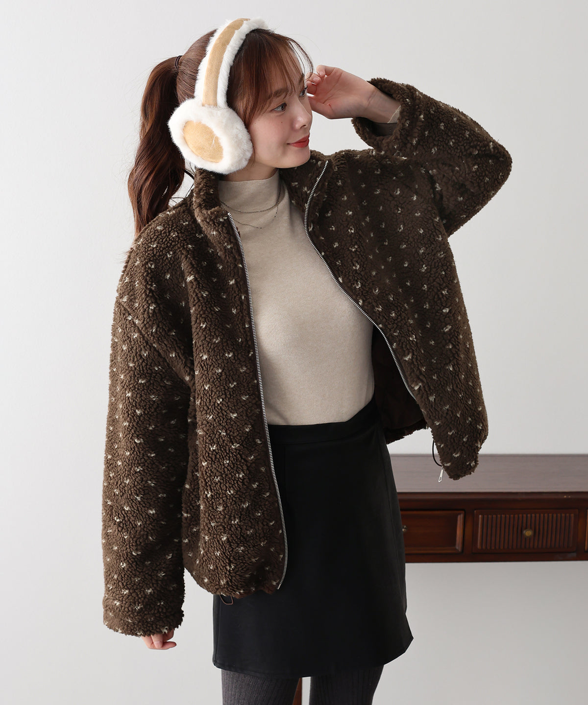 【早割5％OFF】ハートドットボアブルゾン
