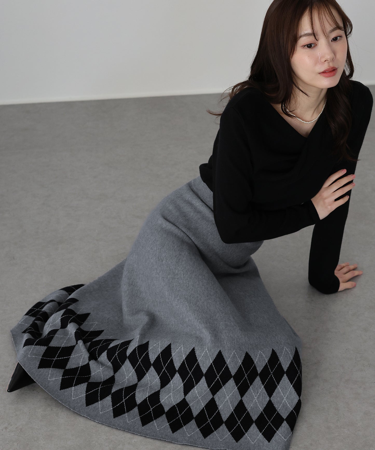 チェック柄ニットスカート