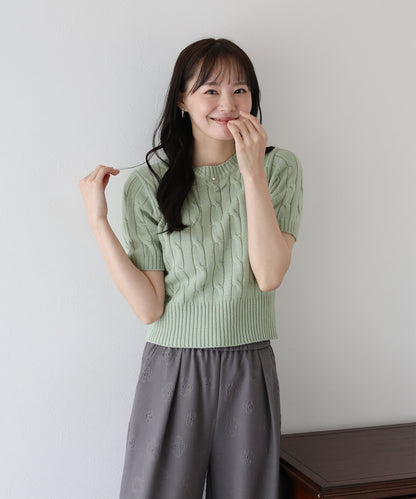 【TIME SALE】半袖ケーブルニット