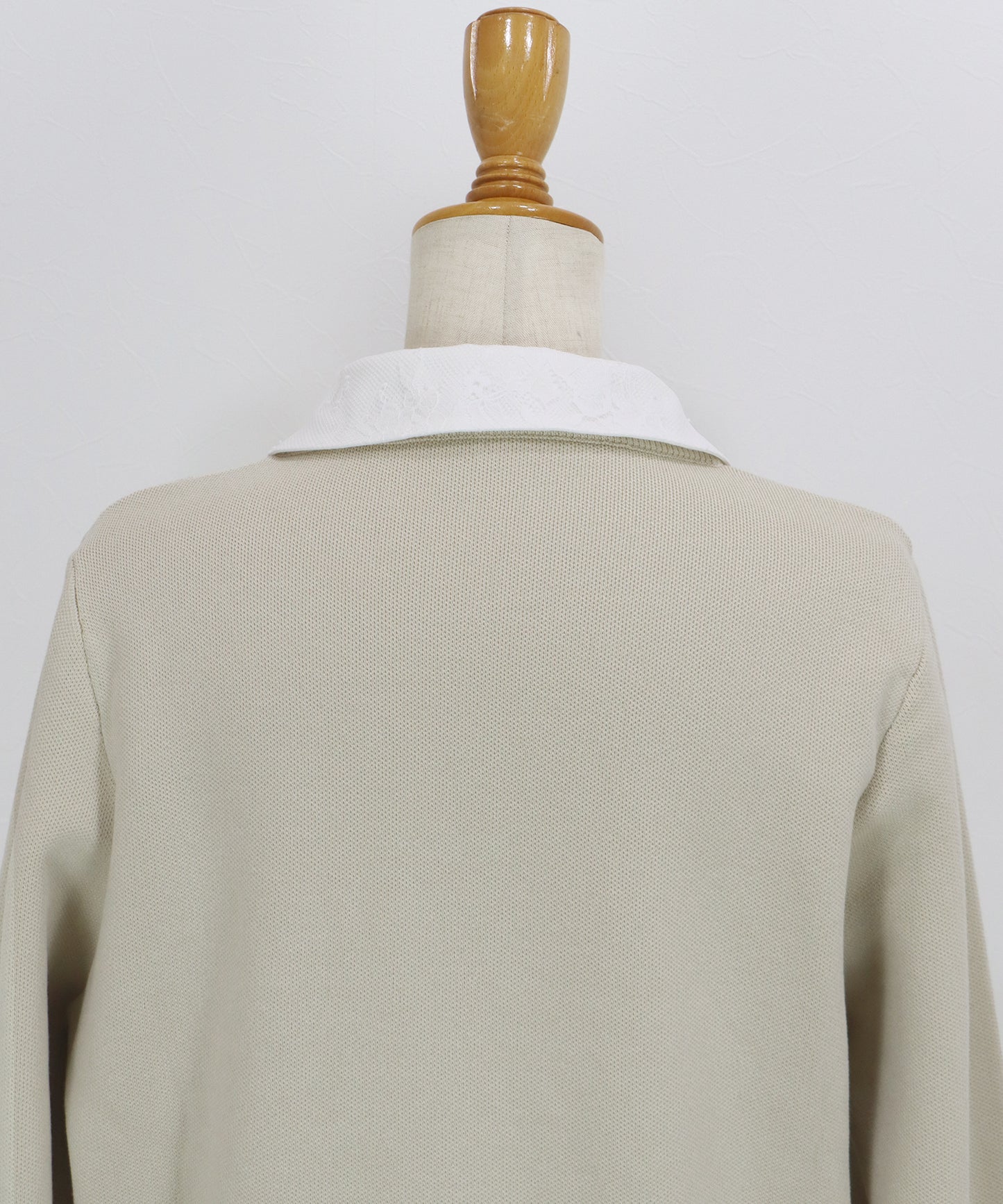 レース襟ニットカーディガン