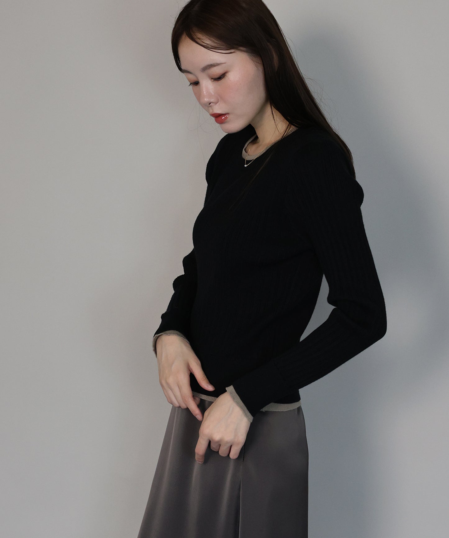 レイヤードランダムリブニット[ J by blue ]