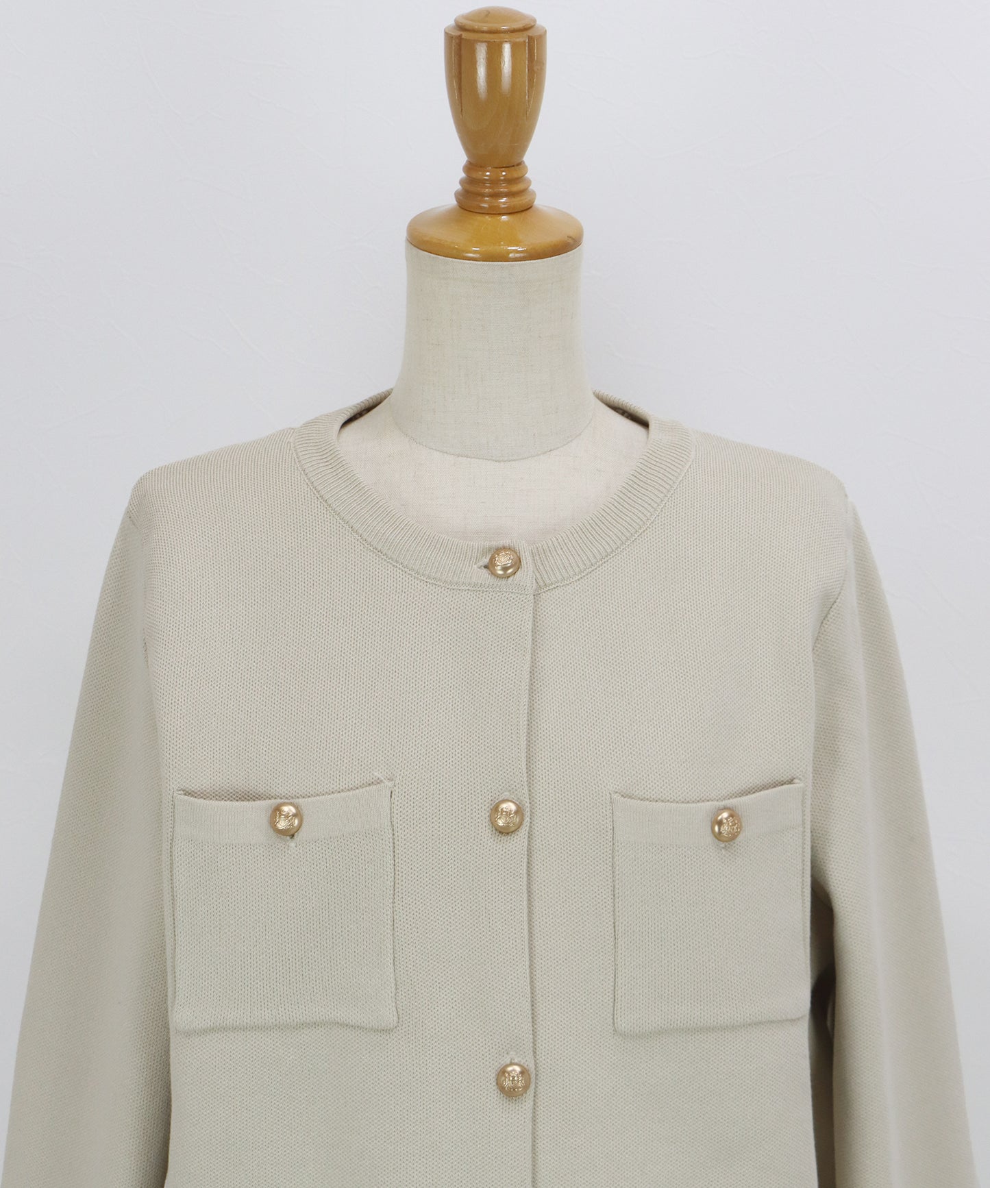 レース襟ニットカーディガン