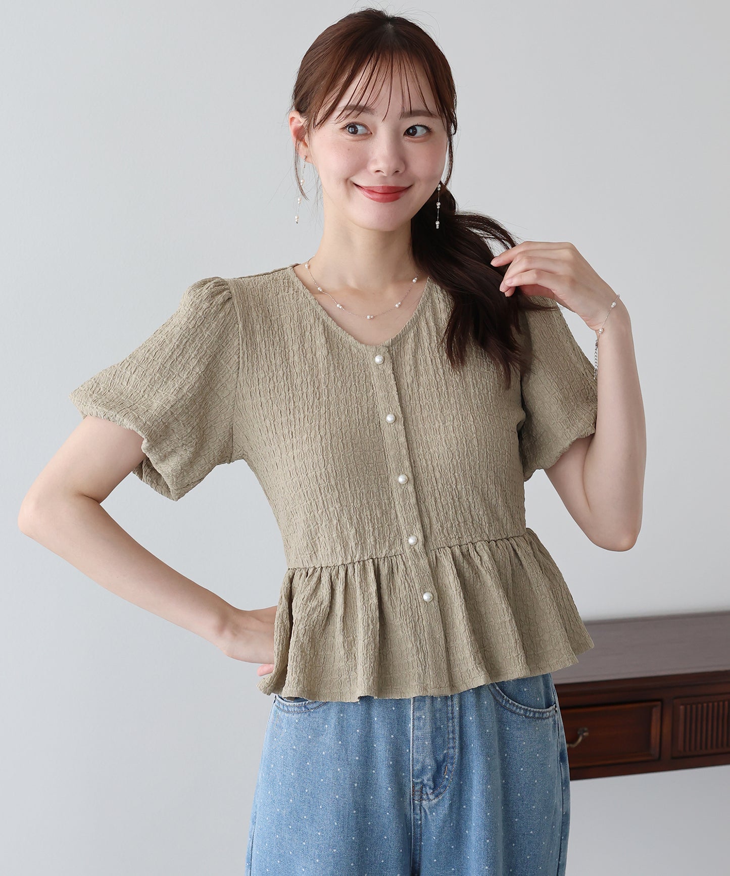 バルーンスリーブペプラムトップス【メール便】