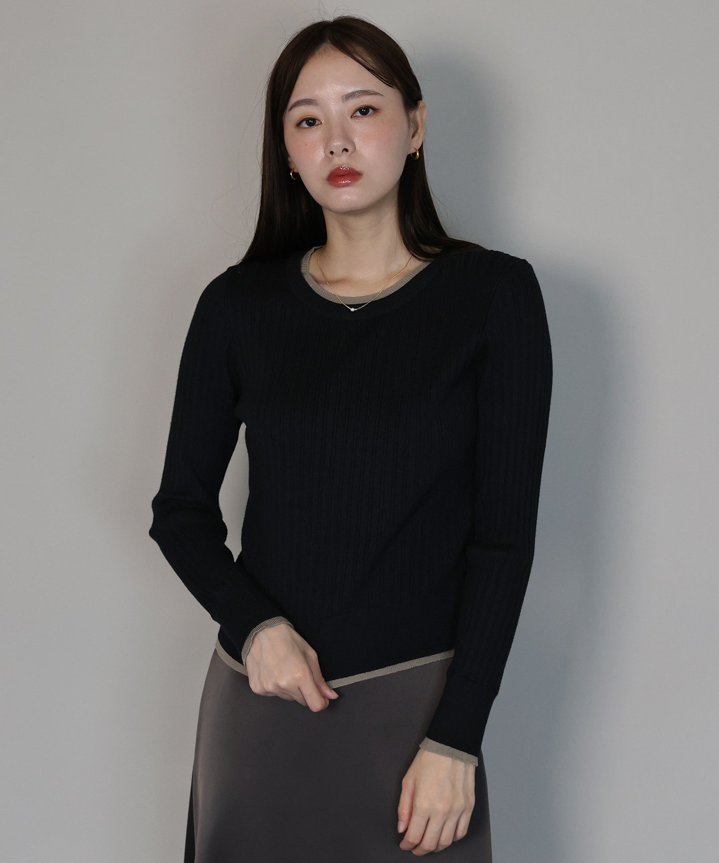 レイヤードランダムリブニット[ J by blue ]