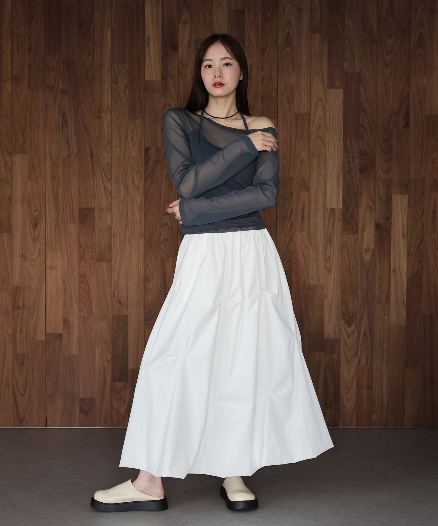 ホルターネックレイヤードシアートップス【ネコポス】