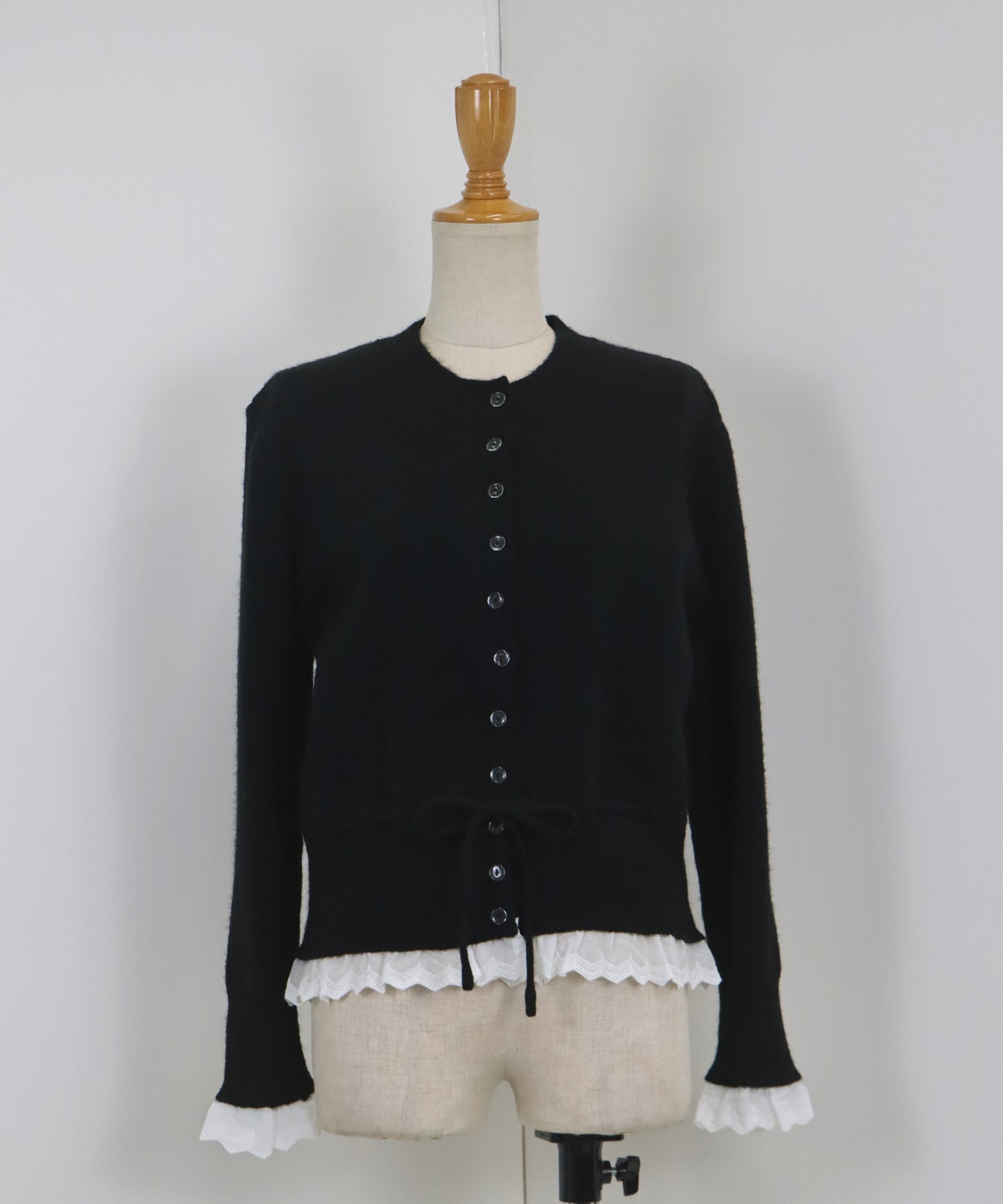 レースドッキングニットカーディガン