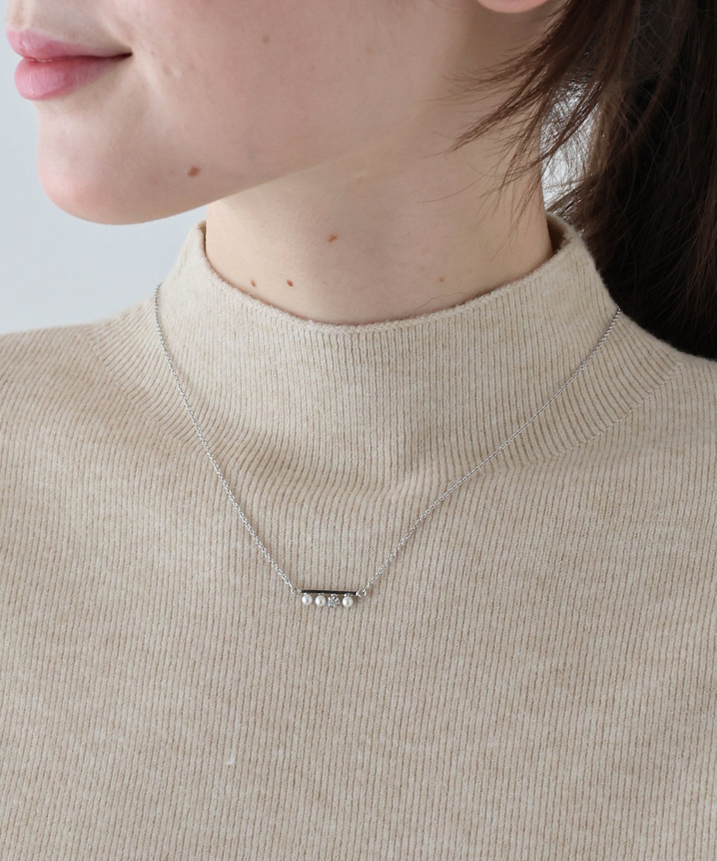 【早割5％OFF】パールビジューバーネックレス / ニッケルフリー【ネコポス】