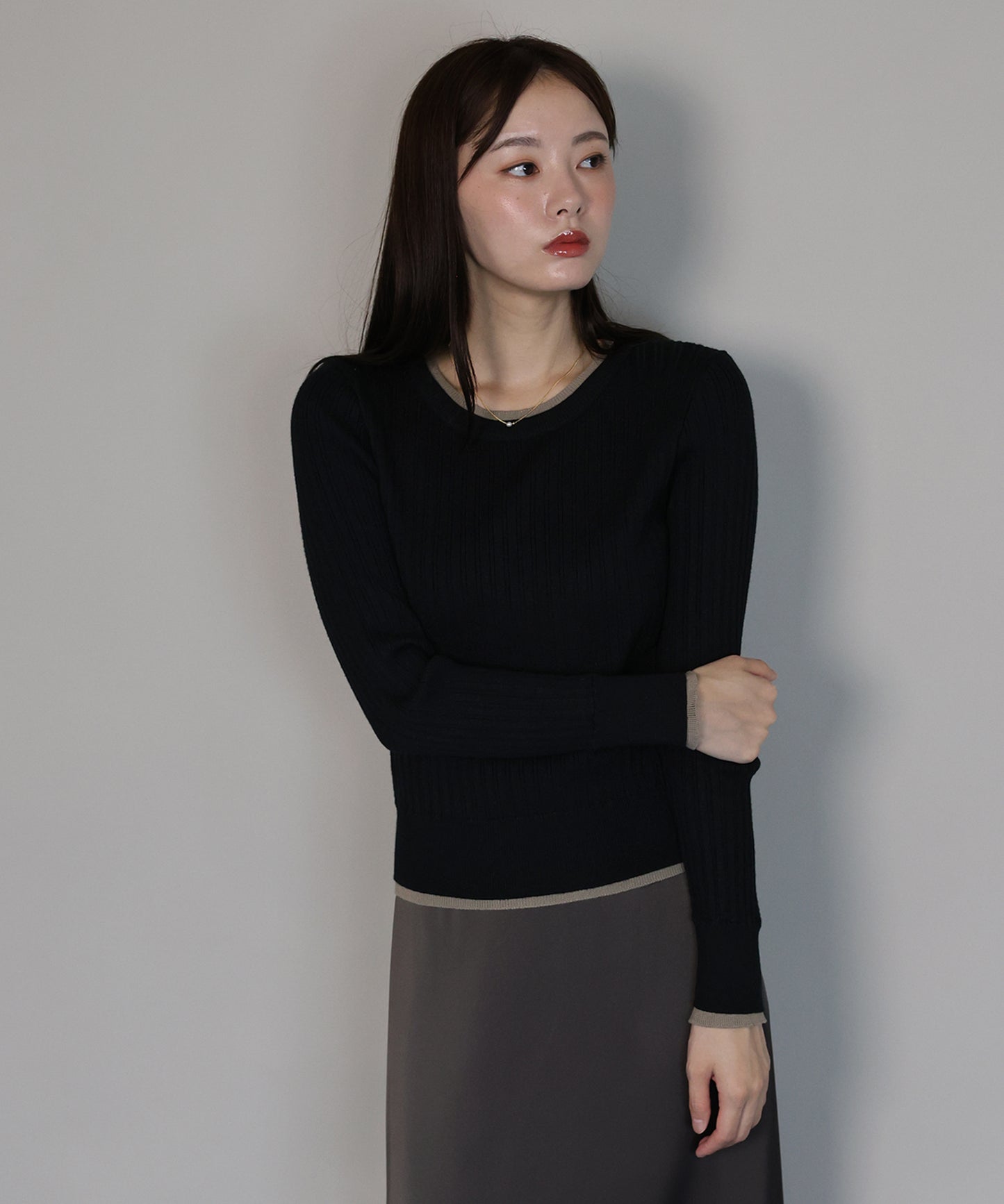 レイヤードランダムリブニット[ J by blue ]