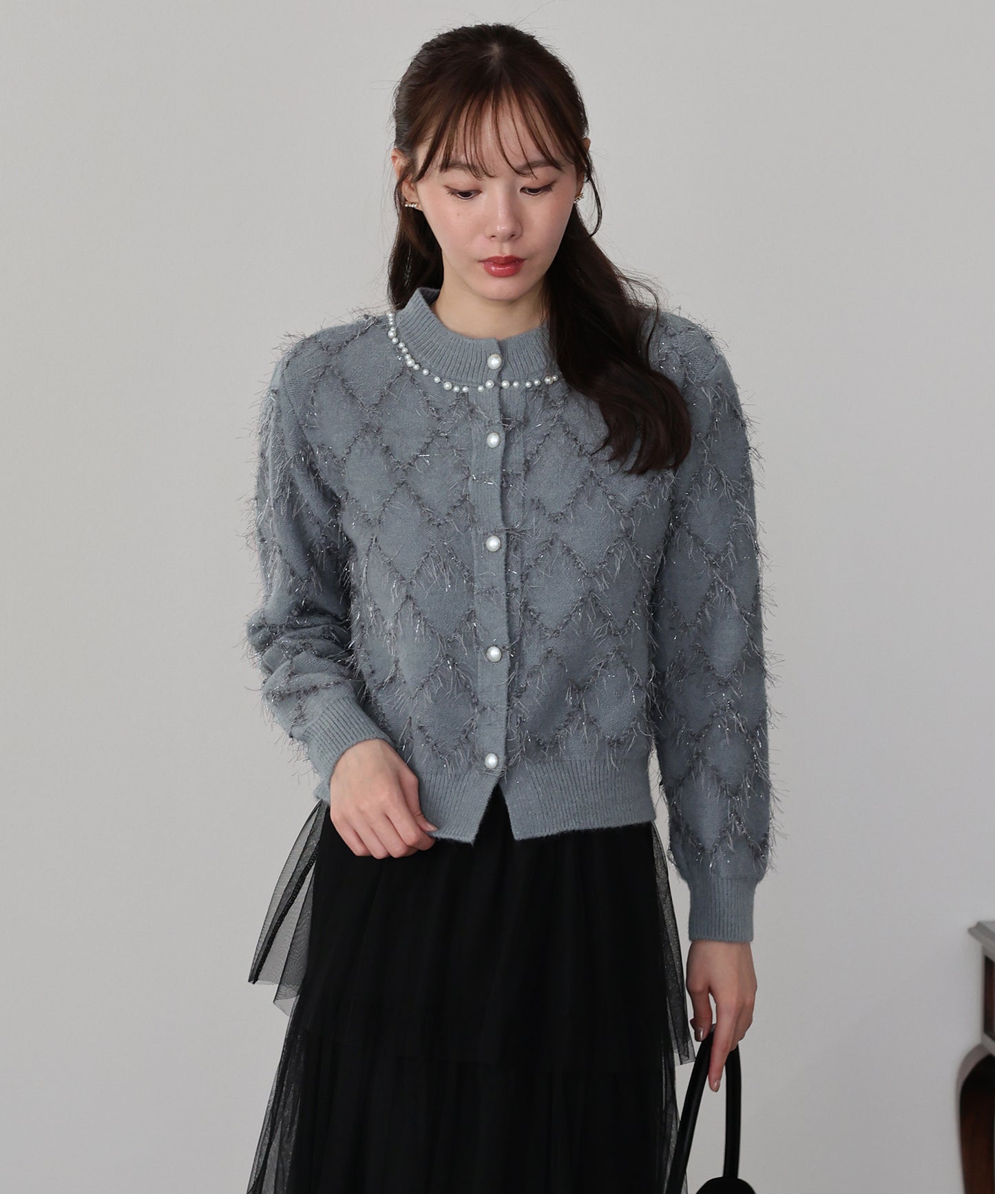 ラメジャガードカーディガン