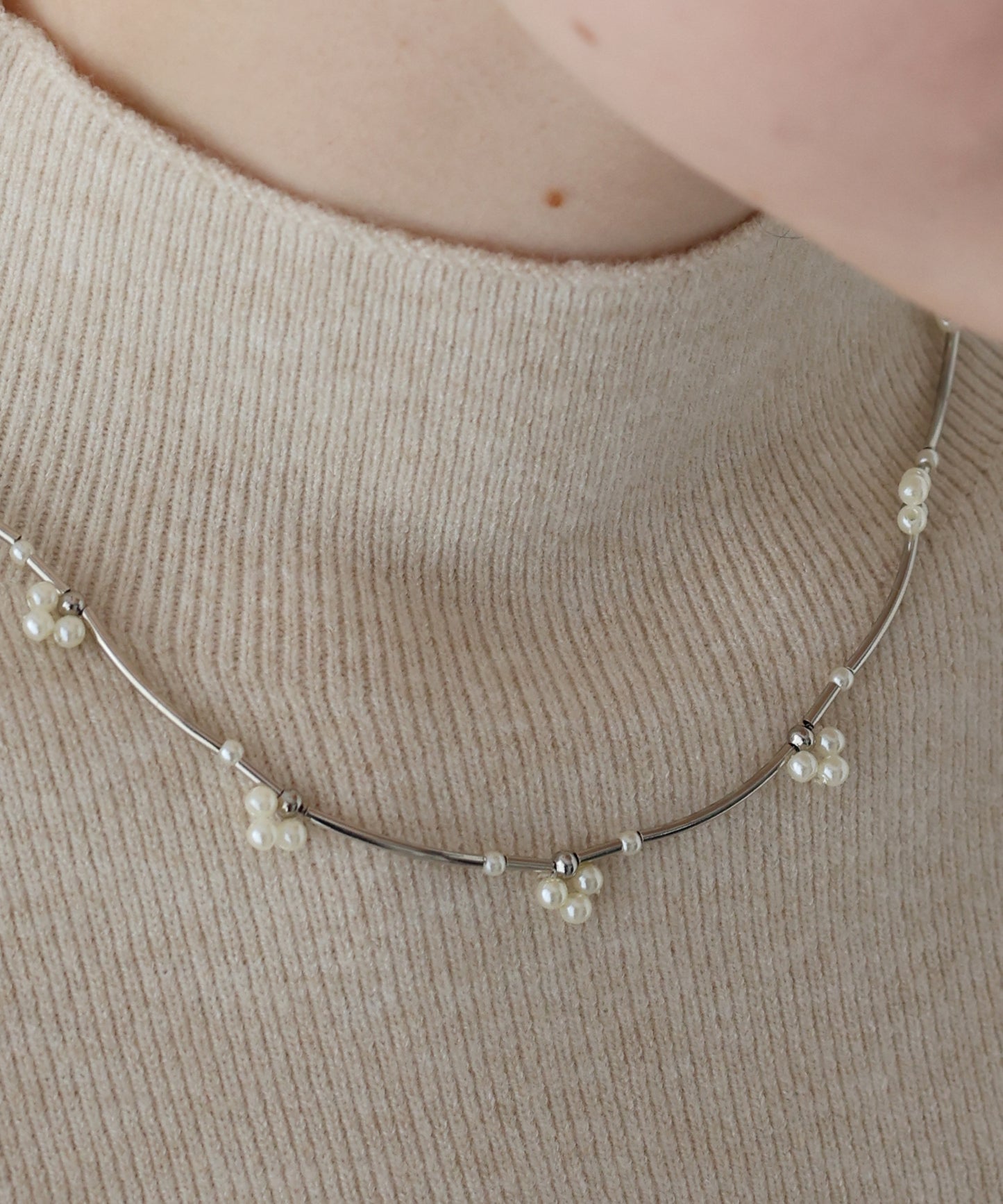 【早割5％OFF】フラワーパールバーネックレス / ニッケルフリー【ネコポス】