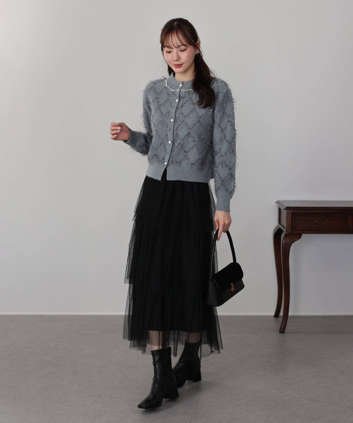 ラメジャガードカーディガン