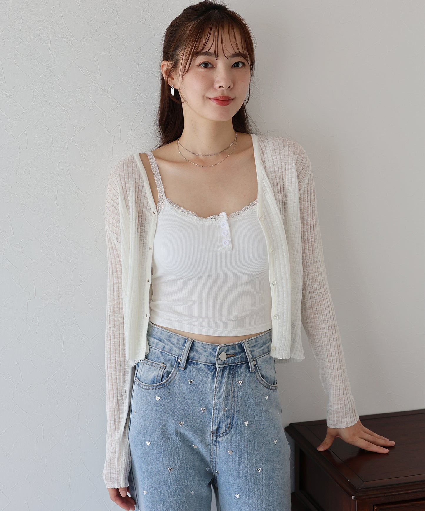 【TIME SALE】カップ付きレースストラップキャミソール【ネコポス】