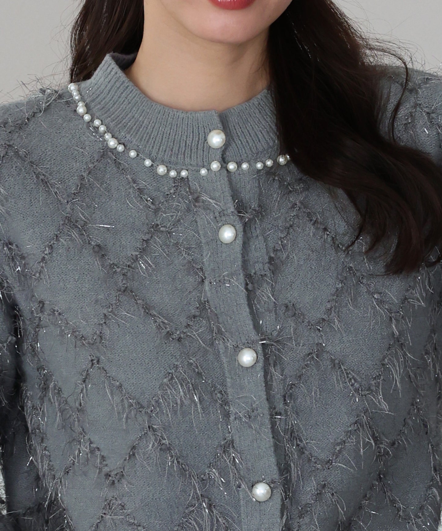 ラメジャガードカーディガン