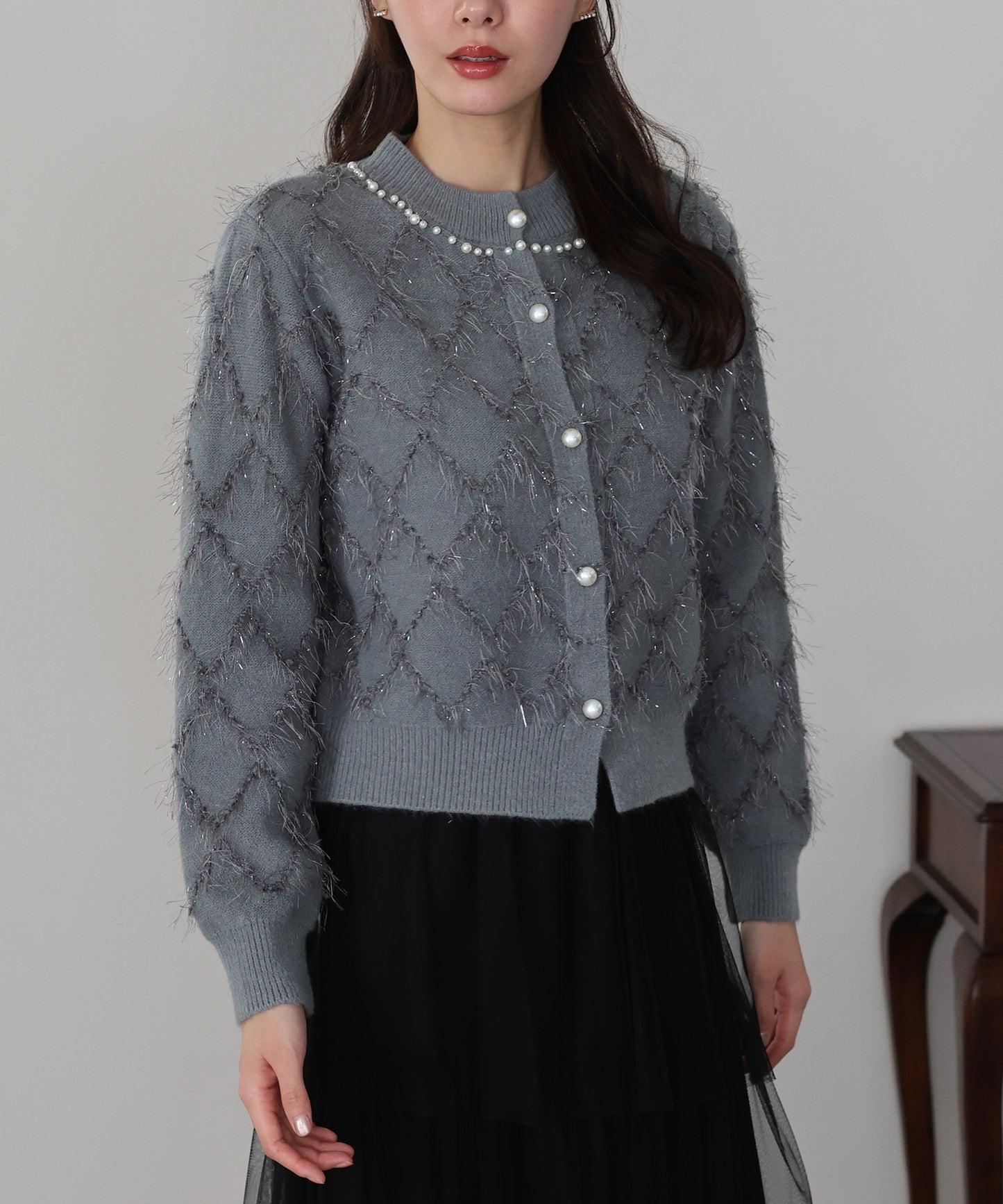 ラメジャガードカーディガン