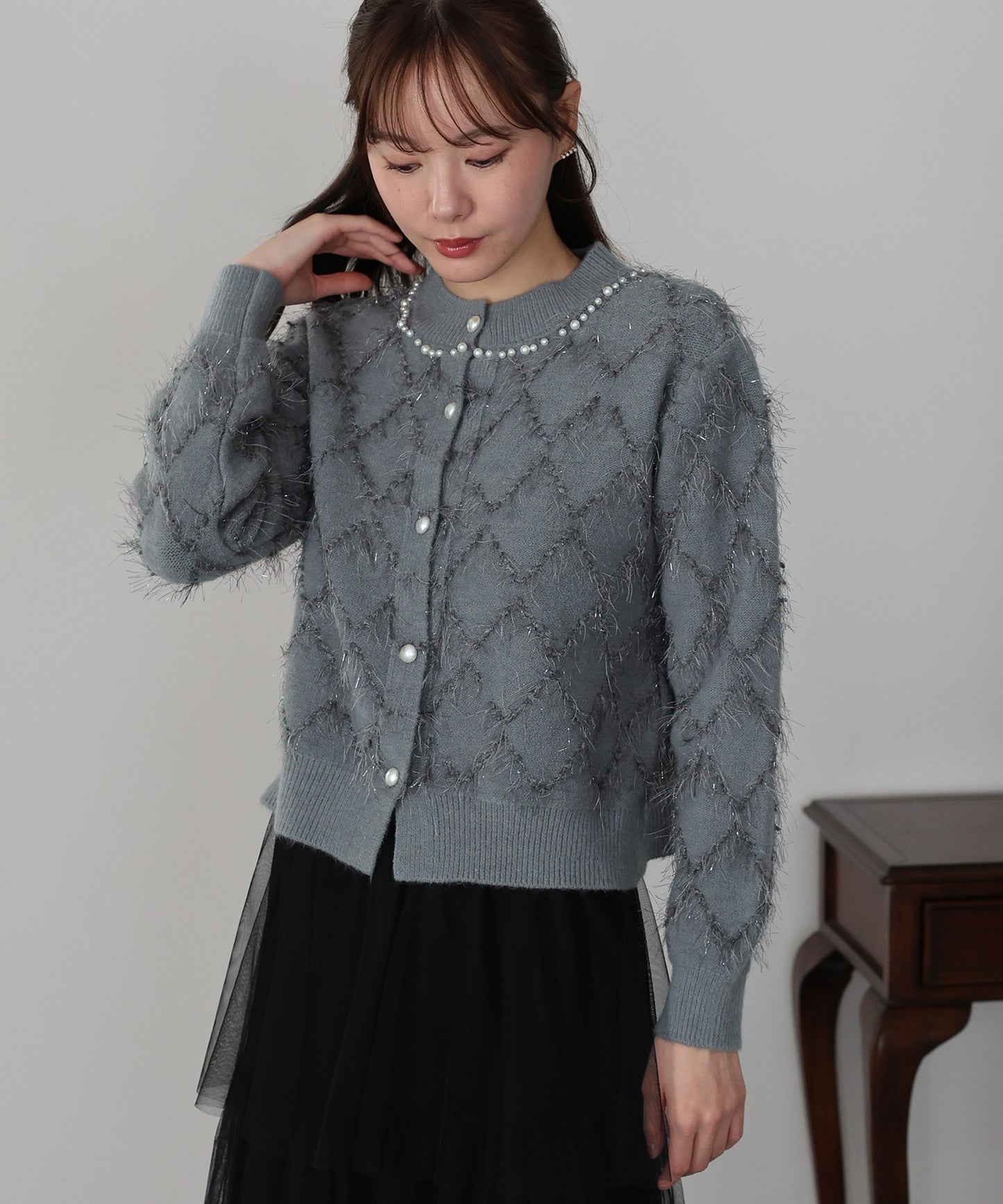 ラメジャガードカーディガン