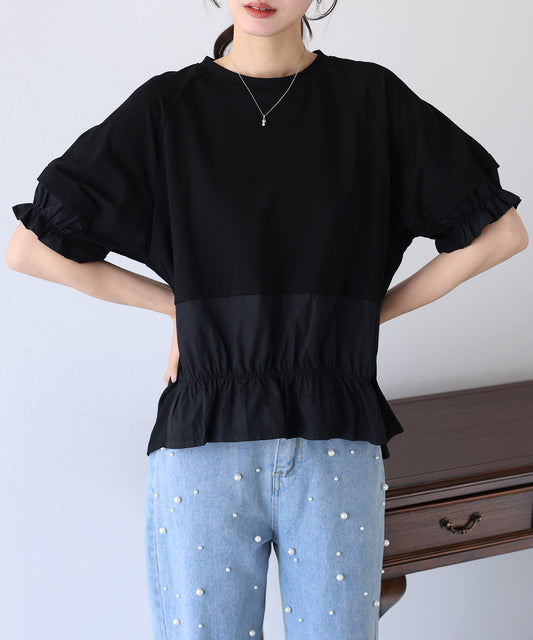 【SALE】異素材ドッキングTシャツ【ネコポス】