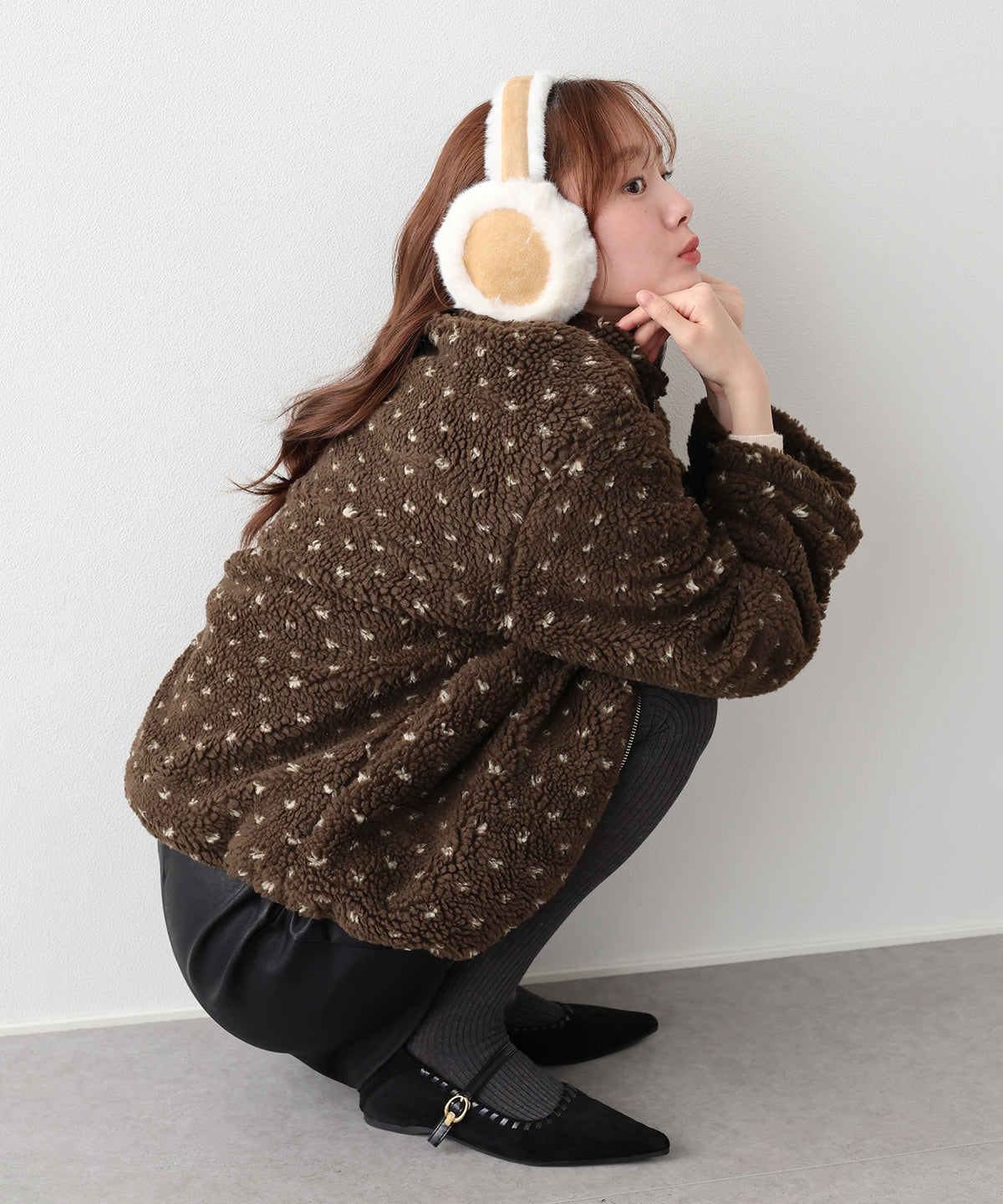 【早割5％OFF】ハートドットボアブルゾン