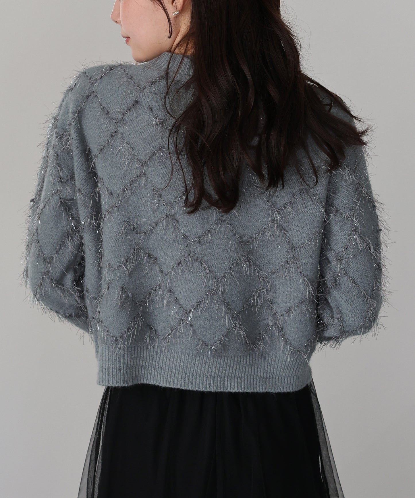 ラメジャガードカーディガン