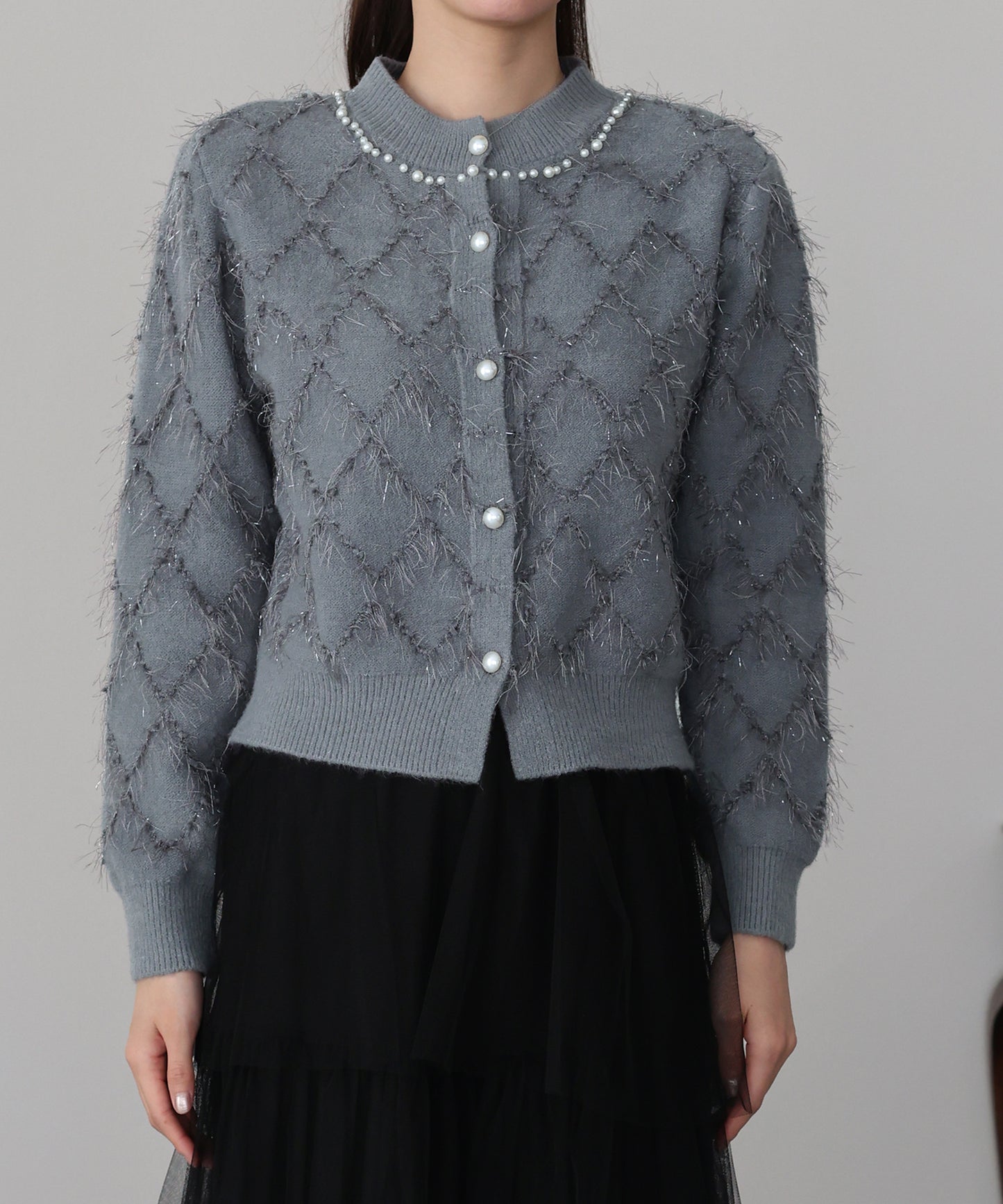 ラメジャガードカーディガン