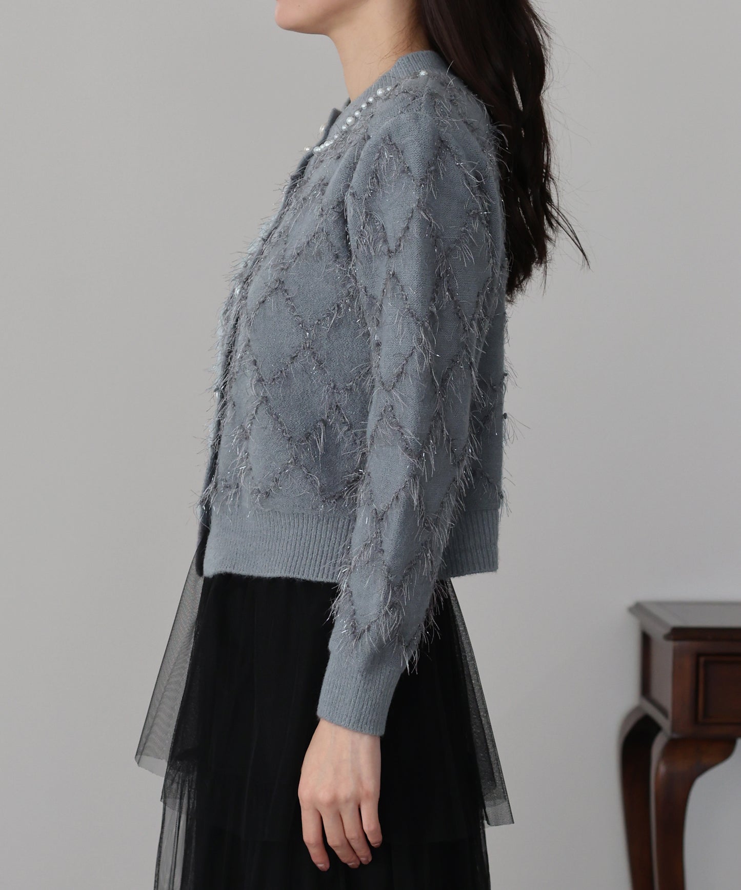 ラメジャガードカーディガン