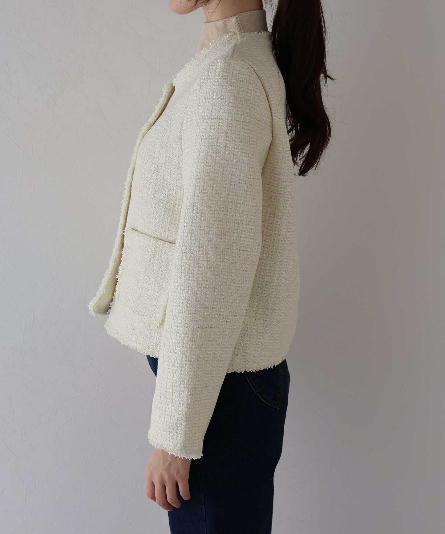 パールボタンツイードジャケット