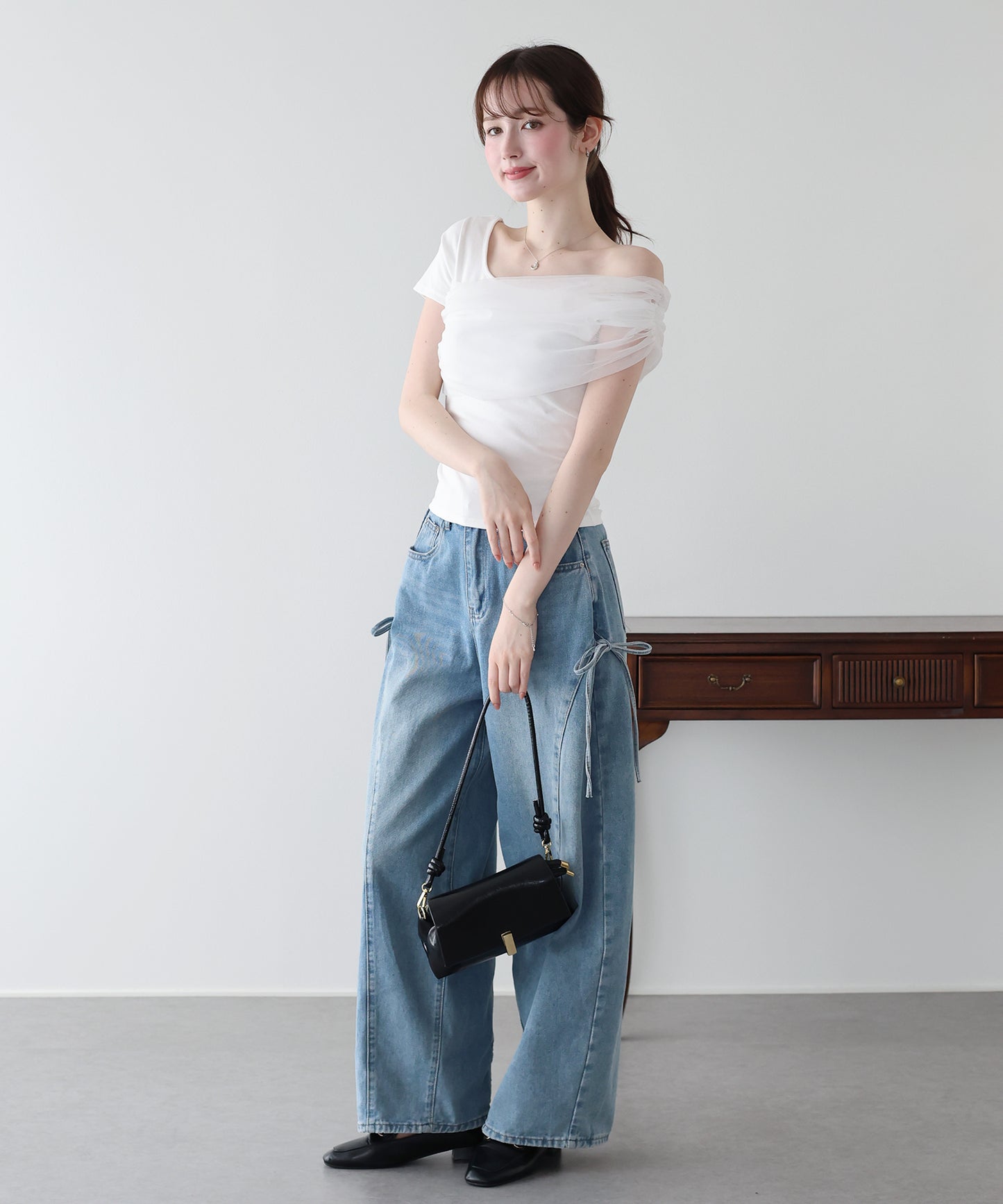 チュールオフショルTシャツ【メール便】
