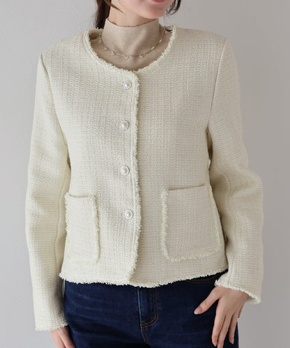 パールボタンツイードジャケット