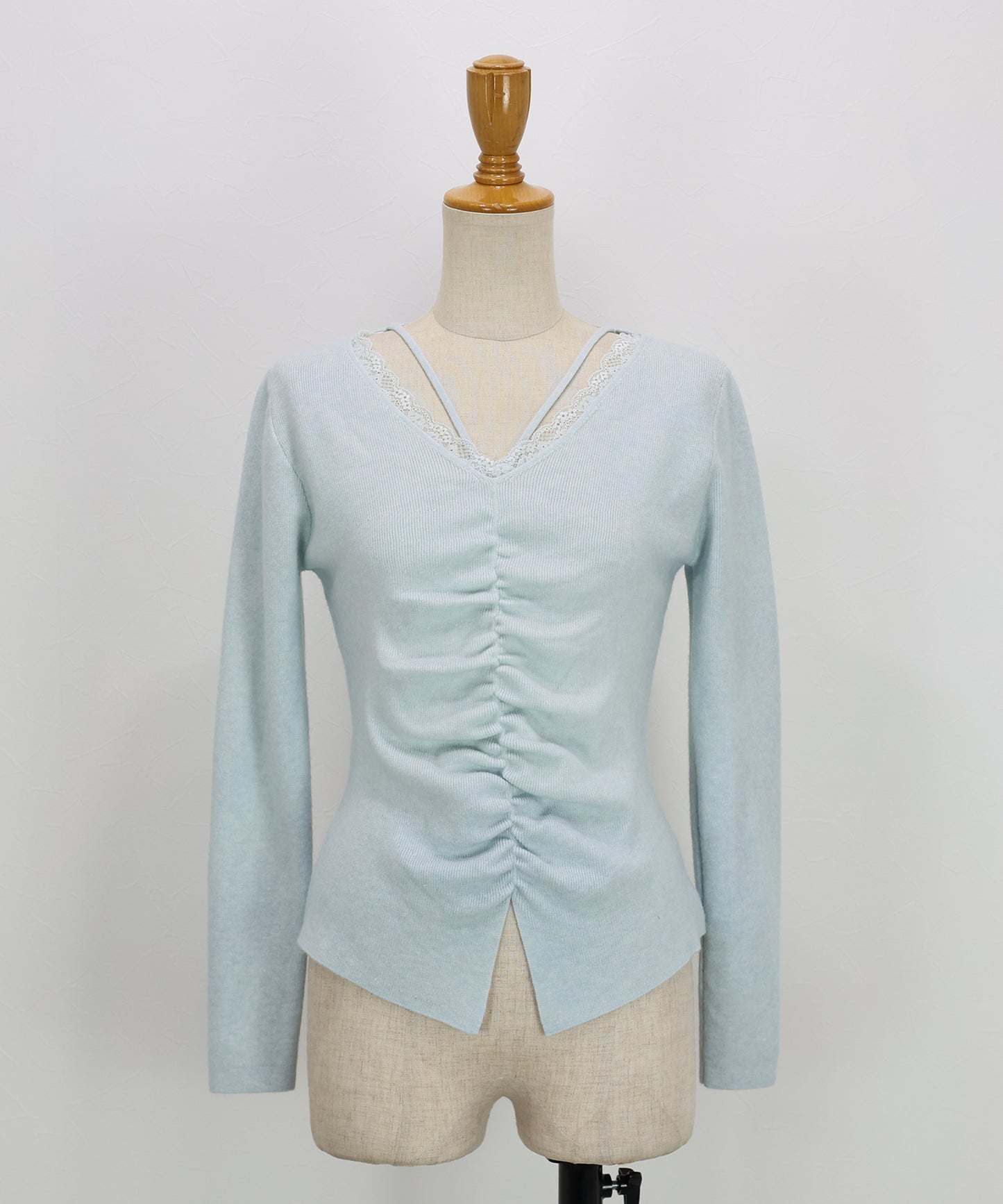 フロントギャザーレースニット