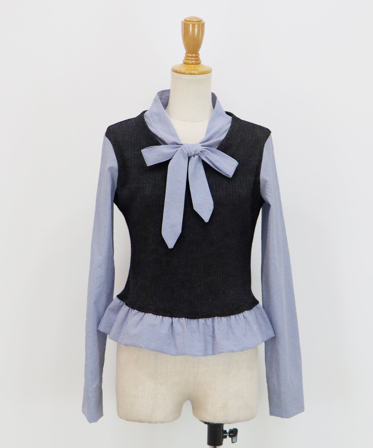 【早割5％OFF】ボウタイシャツドッキングカットソー