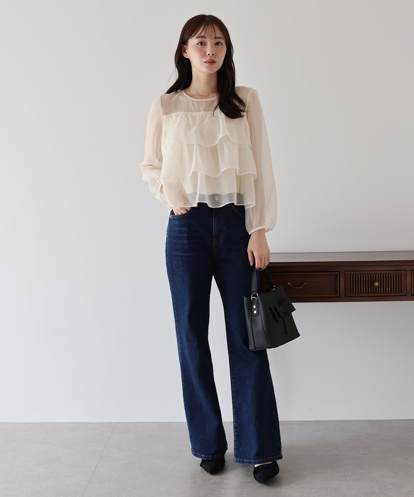 【TIME SALE】シアーティアードブラウス【ネコポス】