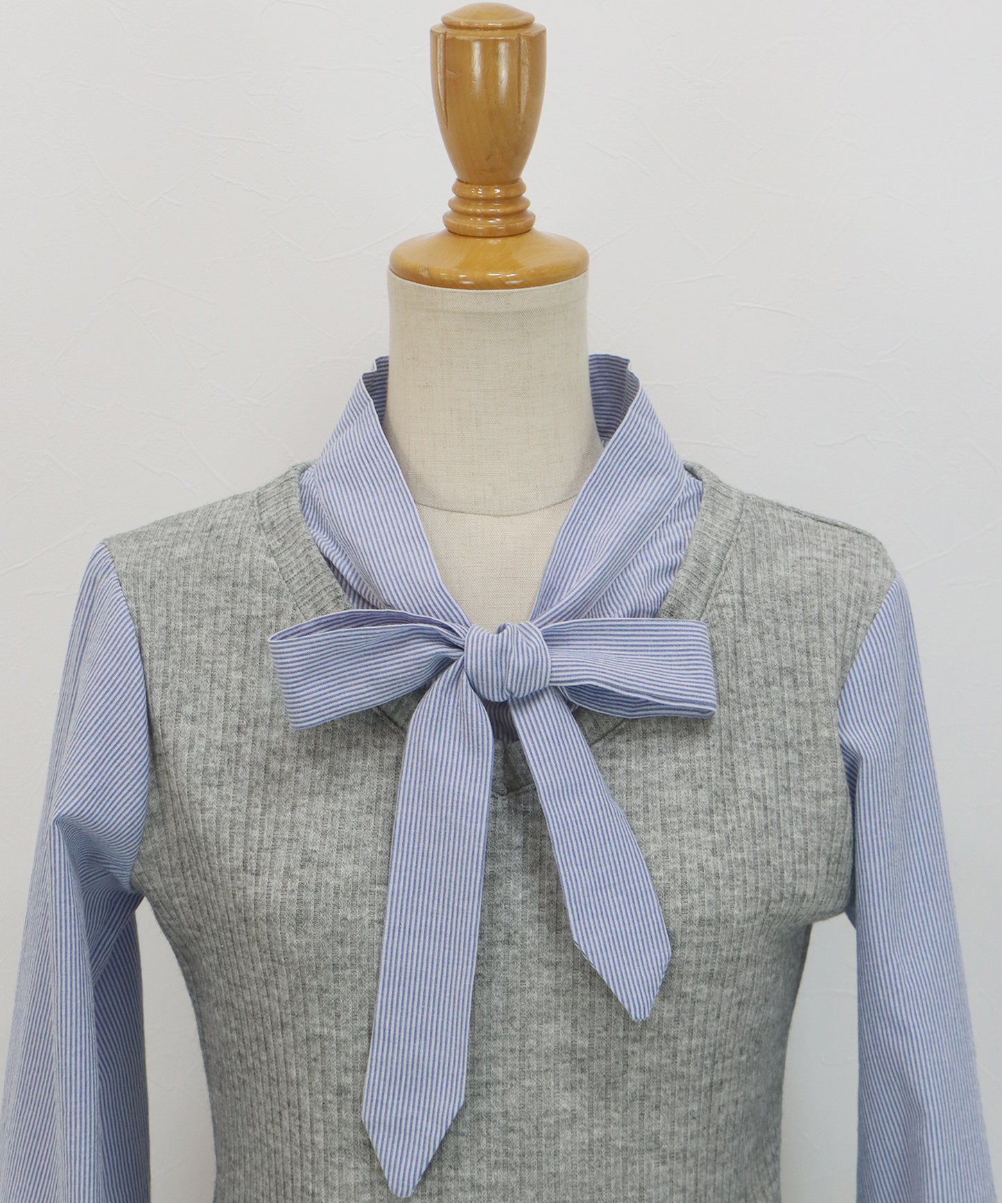 【早割5％OFF】ボウタイシャツドッキングカットソー