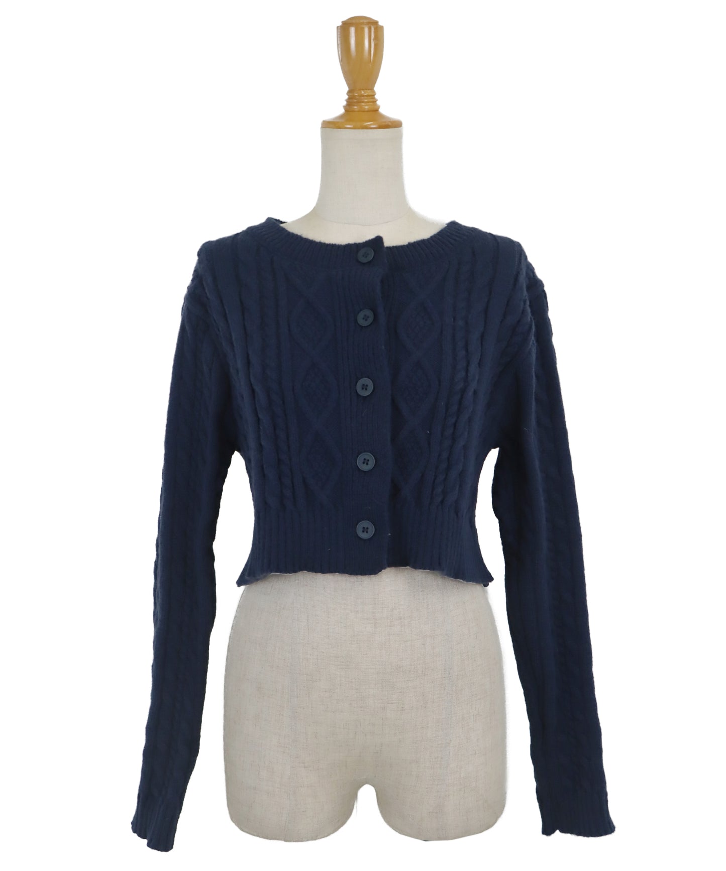 【SALE】クロップドケーブルカーディガン