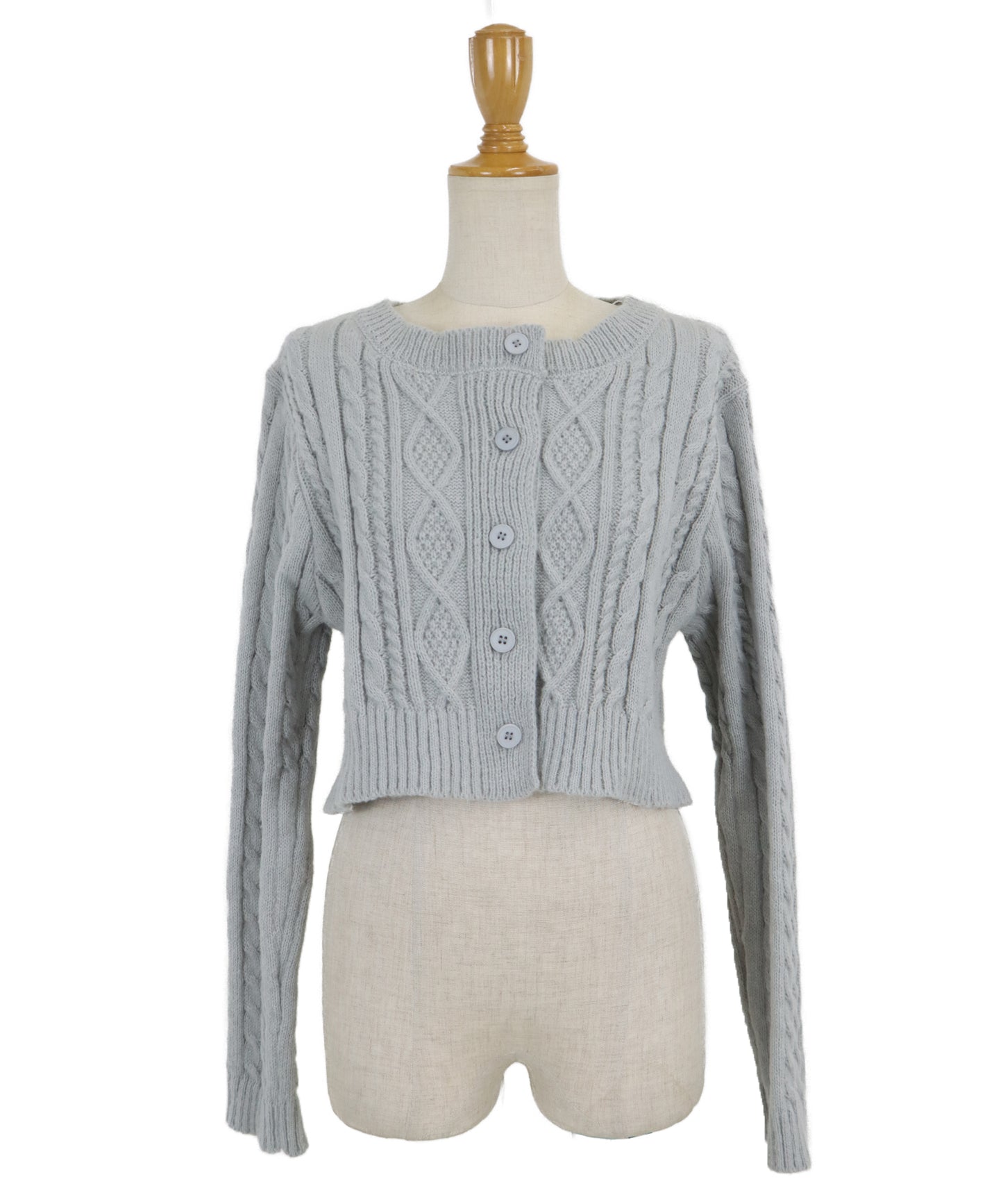 【SALE】クロップドケーブルカーディガン