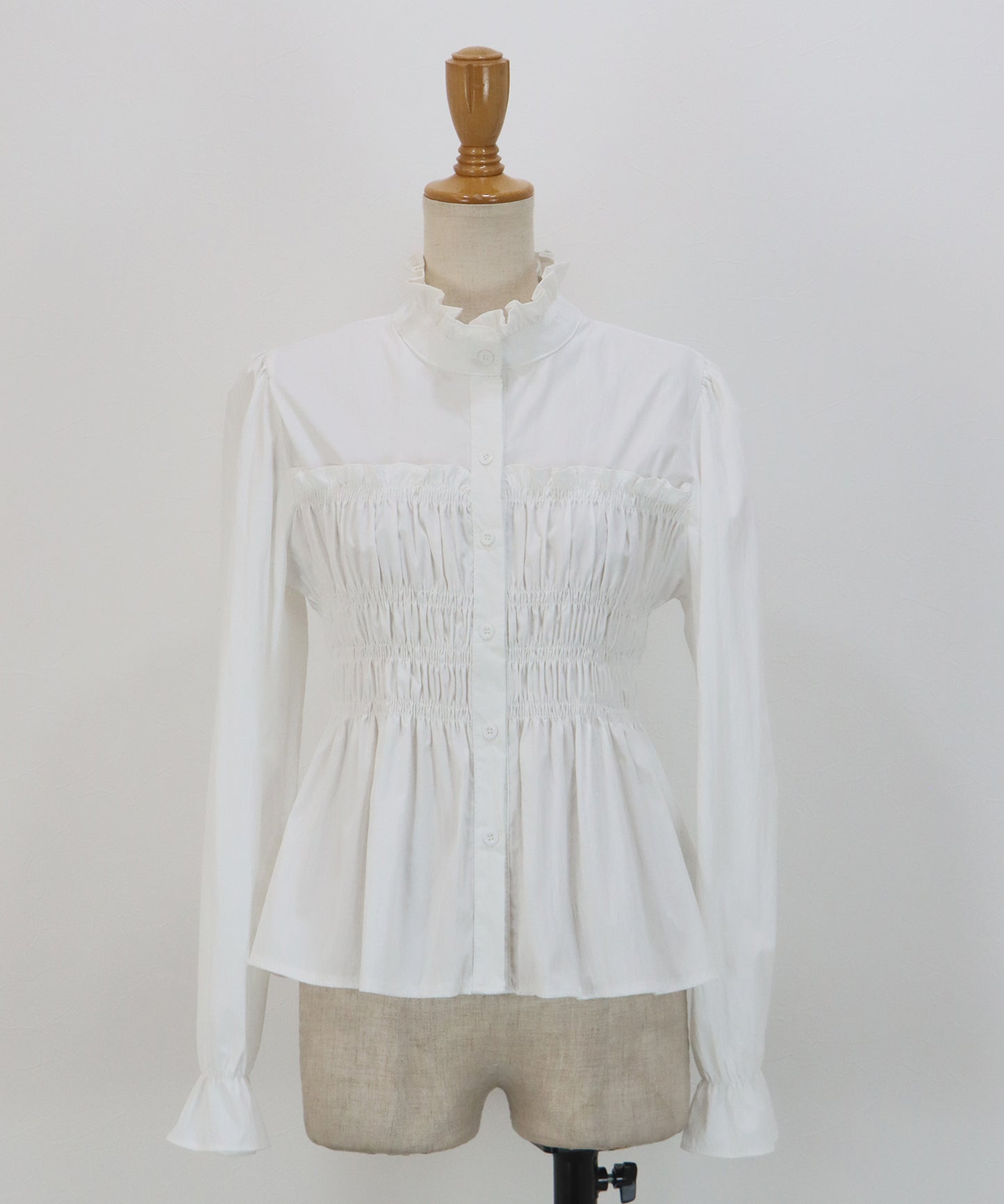 フリルネックシャーリングブラウス【ネコポス】