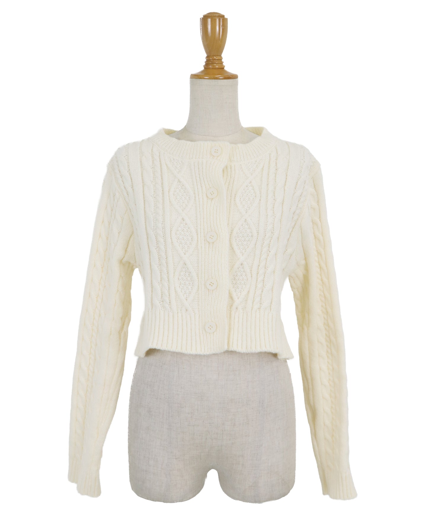 【SALE】クロップドケーブルカーディガン