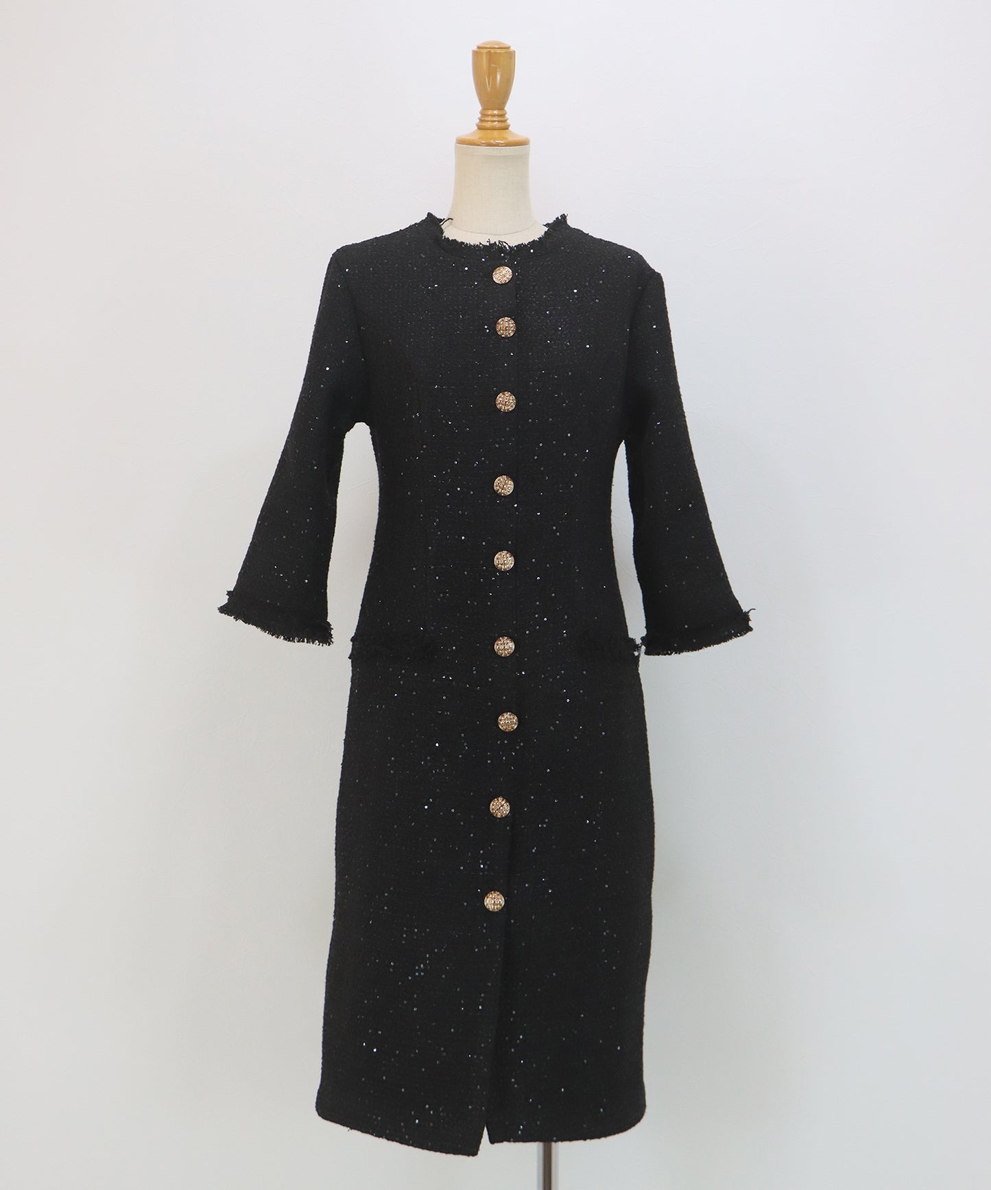 ラメツイードワンピース 卒業式 入学式 結婚式 成人式 二次会 同窓会 セレモニー パーティードレス