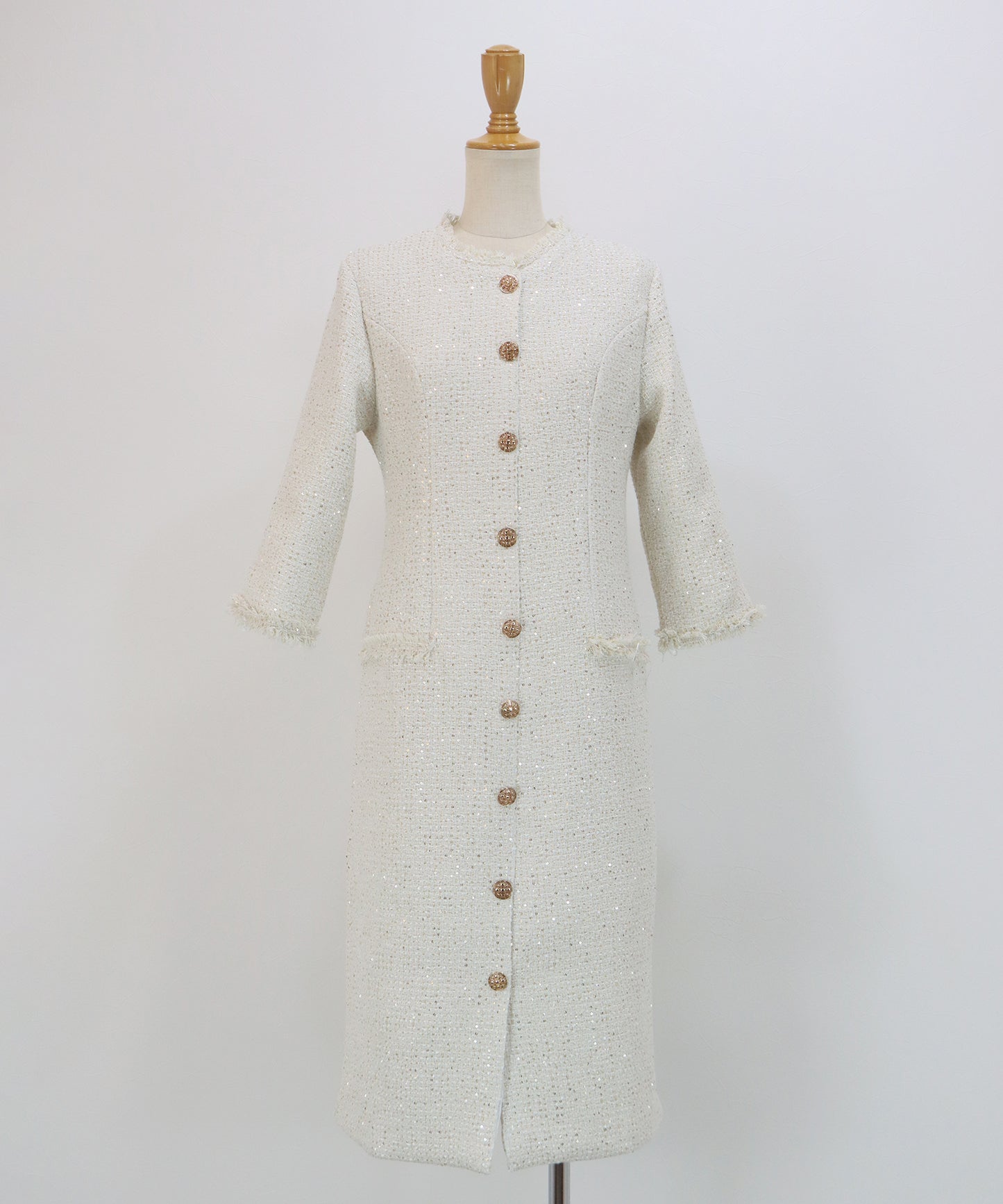 ラメツイードワンピース 卒業式 入学式 結婚式 成人式 二次会 同窓会 セレモニー パーティードレス