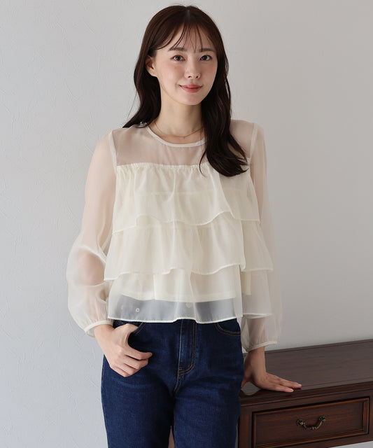 【TIME SALE】シアーティアードブラウス【ネコポス】