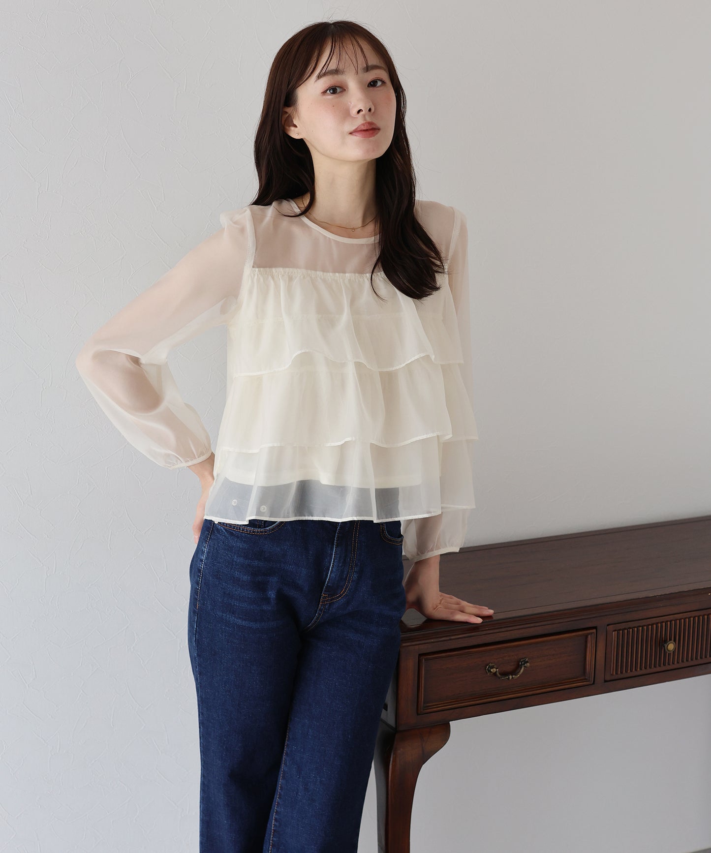 【TIME SALE】シアーティアードブラウス【ネコポス】