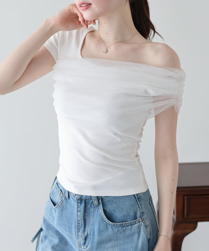 チュールオフショルTシャツ【メール便】
