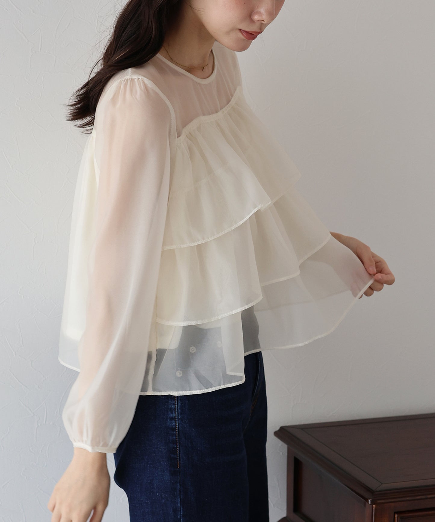 【TIME SALE】シアーティアードブラウス【ネコポス】