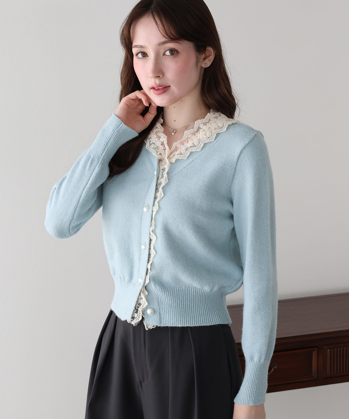 【早割5％OFF】レースフードドッキングカーディガン